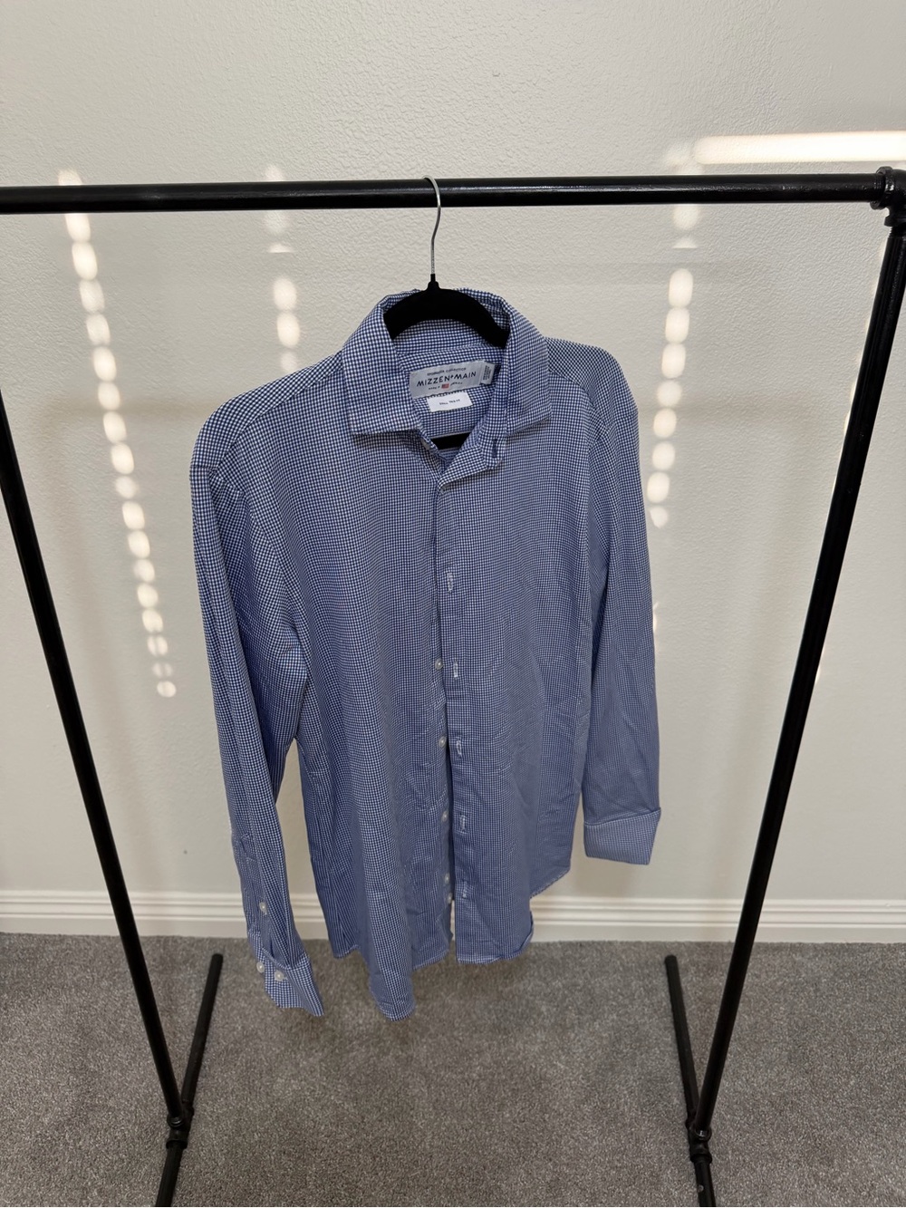 Mizzen+Main Men's Blue Micro-Check Dress Shirt